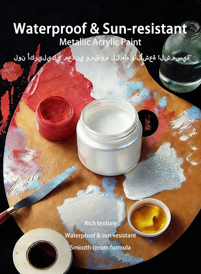 Acrylic Paint 10.14 oz acrylic paint, silver, with pearlescent hue. Portable paint refill pack. - Image 2